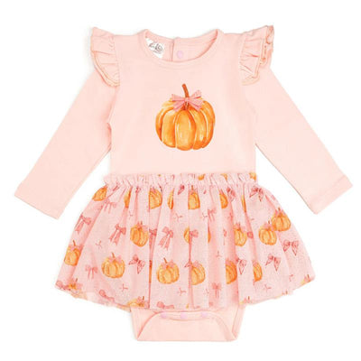 Sweet Wink - Coquette Pumpkin Long Sleeve Tutu Bodysuit Image 1