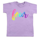 Sweet Wink - Four Bright Rainbow Short Sleeve Shirt Birthday Tee, 4T Image 1