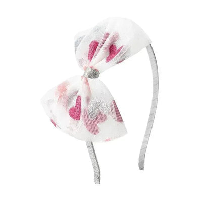 Sweet Wink - Valentine's Day Glitter Heart Tulle Bow Headband Image 1