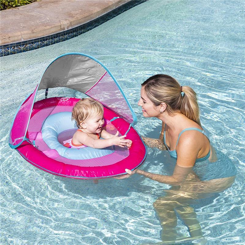 Swimways Baby Spring Float With Canopy Upf 50 In Pink | Baby Pool Float Image 2