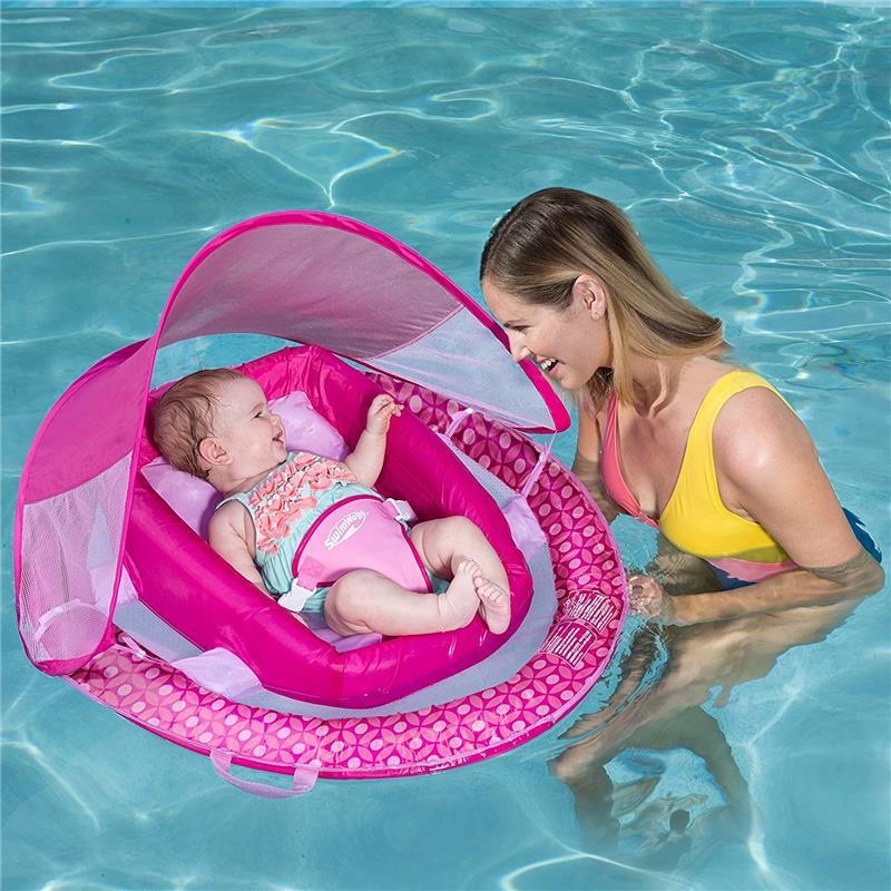 SwimWays Infant Baby Spring Float | Baby Girl Float - Pink Flower Image 13