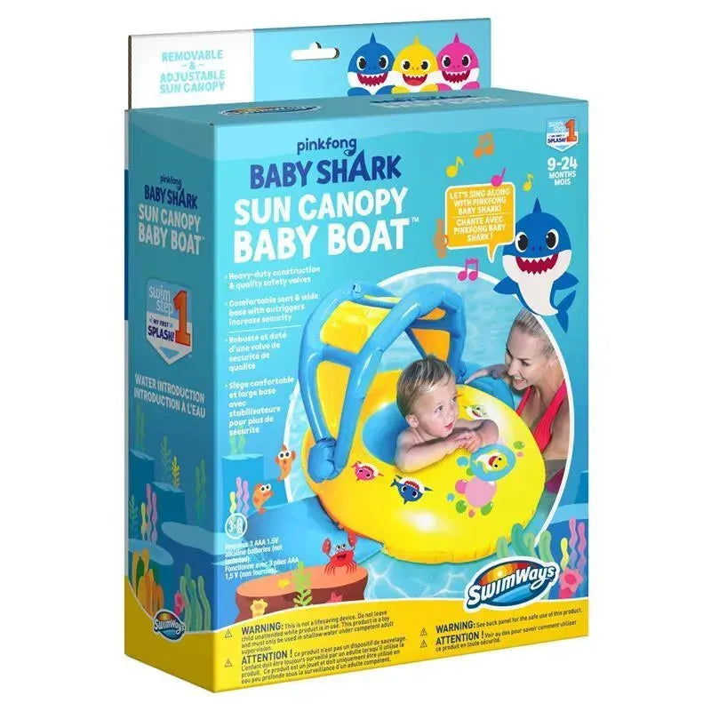 SwimWays Pinkfong Baby Shark Sun Canopy Baby Boat with Music Image 2