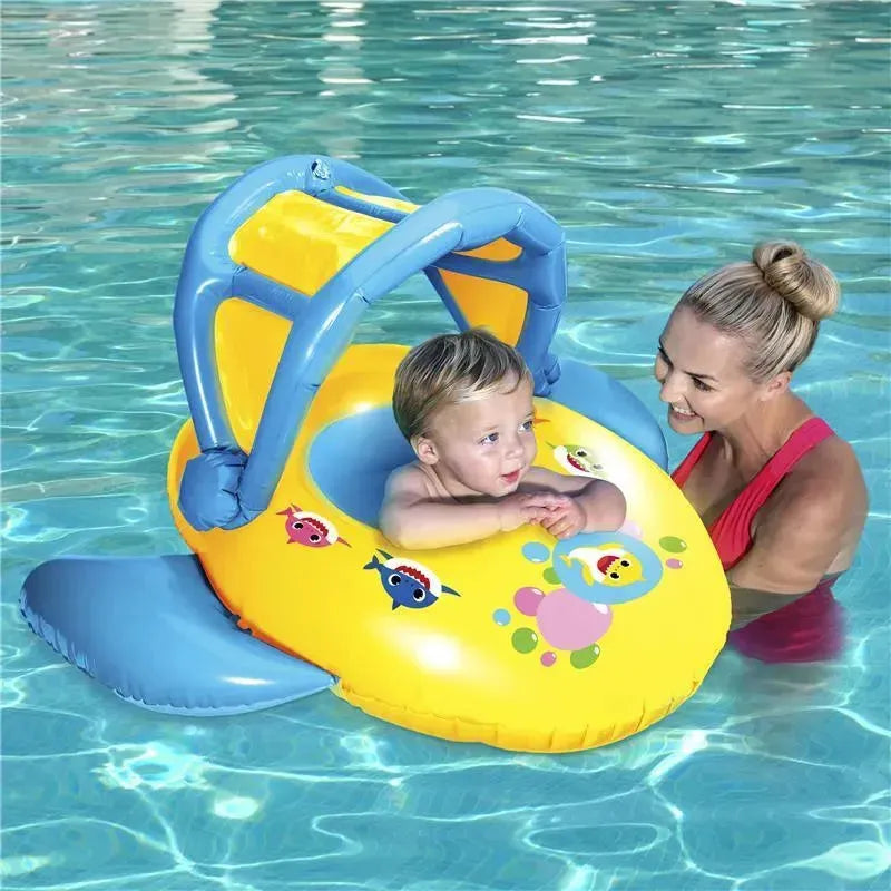 SwimWays Pinkfong Baby Shark Sun Canopy Baby Boat with Music Image 5