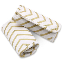 The Peanut Shell Car Seat and Stroller Strap Covers, Metallic Gold Chevron Image 1
