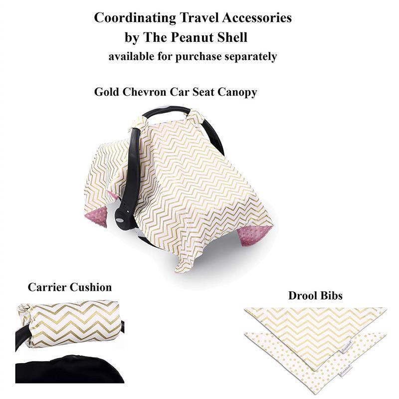 The Peanut Shell Car Seat and Stroller Strap Covers, Metallic Gold Chevron Image 2