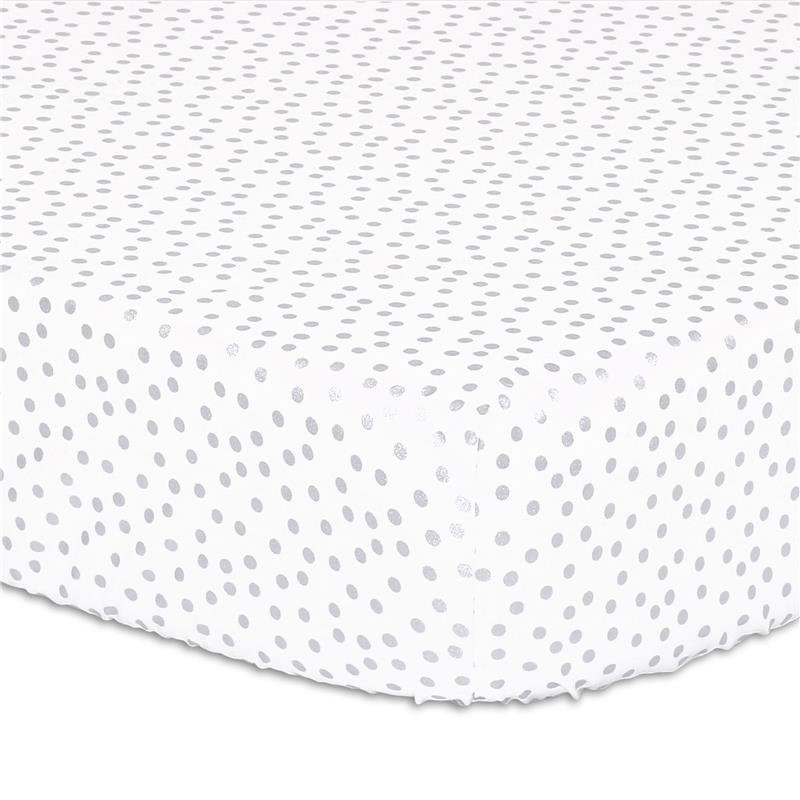 The Peanut Shell Fitted Crib Sheet, Metallic Silver Dot  Image 1