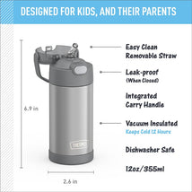 Thermos FUNtainer Stainless Steel Water Bottle 12 oz - Gray Image 2
