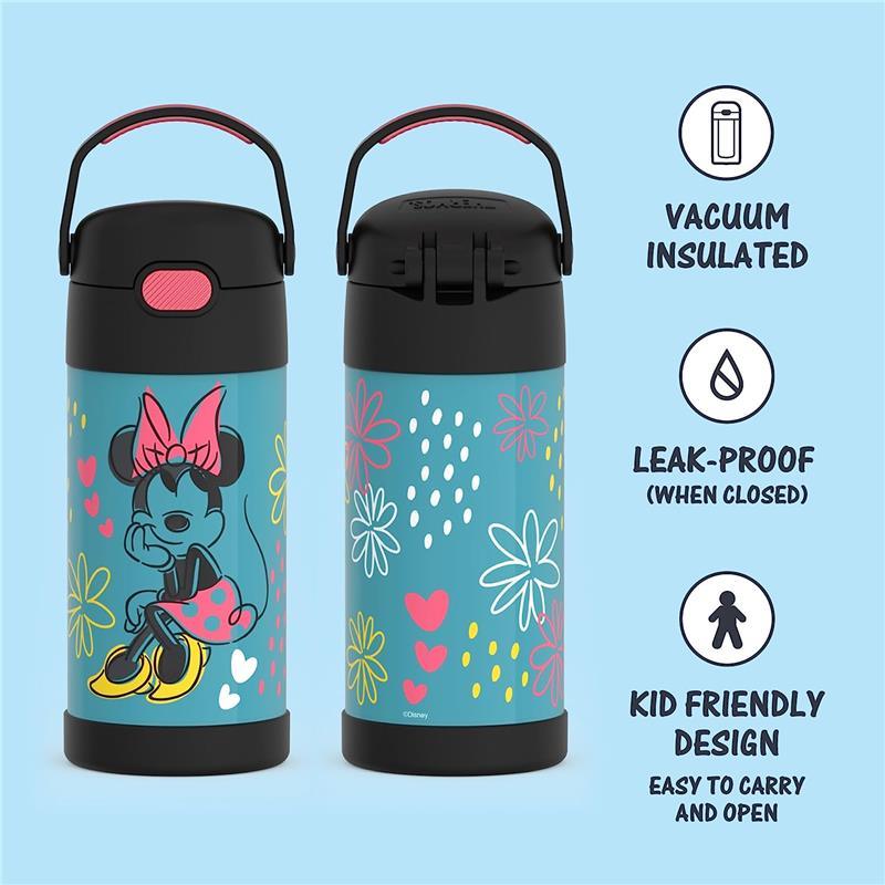 THERMOS - 12Oz Stainless Steel Insulated Straw Bottle, Minnie Mouse Image 2