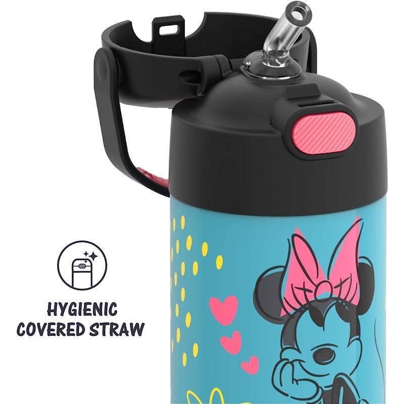 THERMOS - 12Oz Stainless Steel Insulated Straw Bottle, Minnie Mouse Image 3