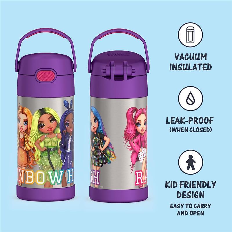 THERMOS - 12Oz Stainless Steel Insulated Straw Bottle, RAINBOW HIGH Image 2