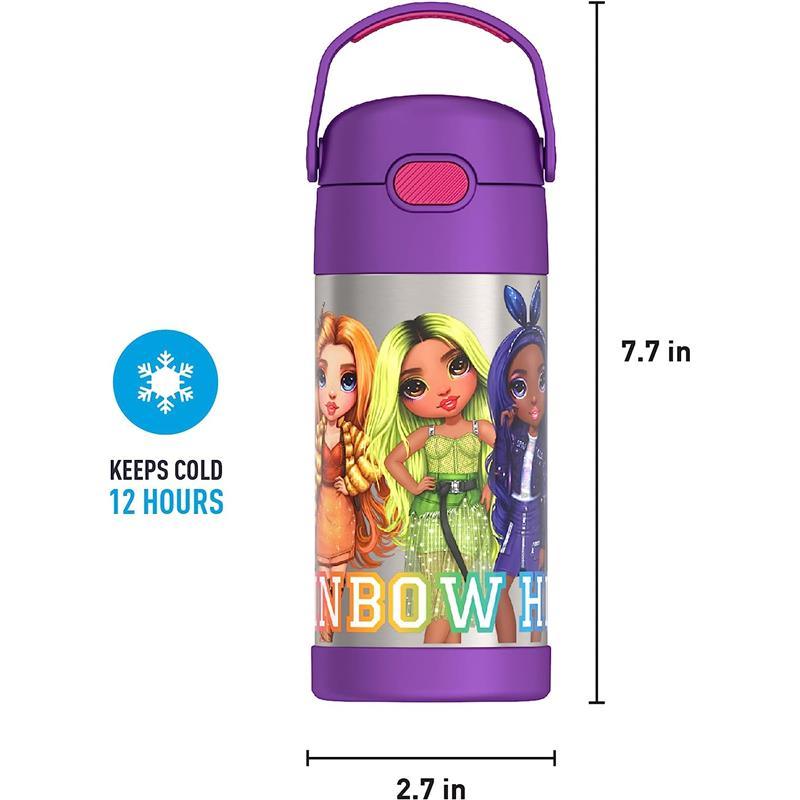 THERMOS - 12Oz Stainless Steel Insulated Straw Bottle, RAINBOW HIGH Image 5