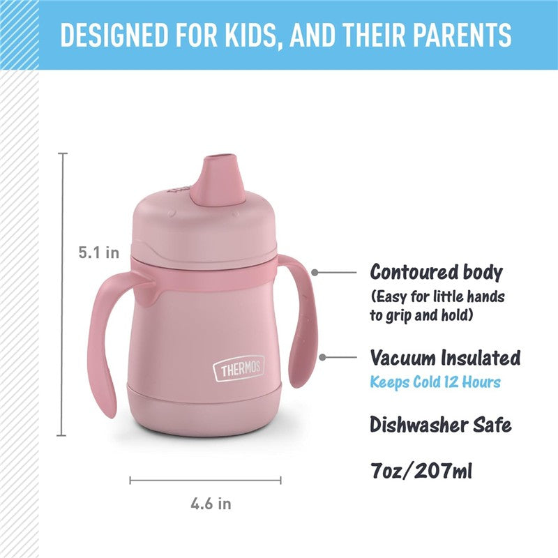 Thermos Stainless Steel Sippy Cup with Handles 7 oz - Rose Image 2