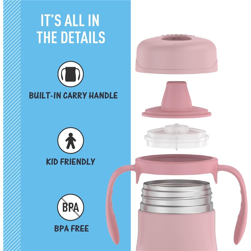 Thermos Stainless Steel Sippy Cup with Handles 7 oz - Rose Image 4