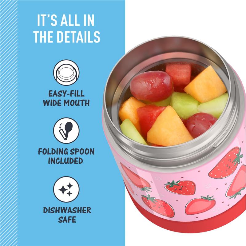 Thermos FUNtainer 10 Oz. Stainless Steel Funtainer Food Jar Strawberry Smiles Image 4
