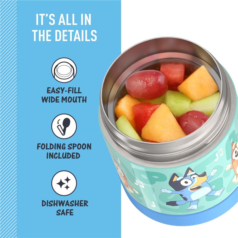 Thermos FUNtainer 10Oz. Funtainer Food Jar With Plastic Folding Spoon Bluey Image 4
