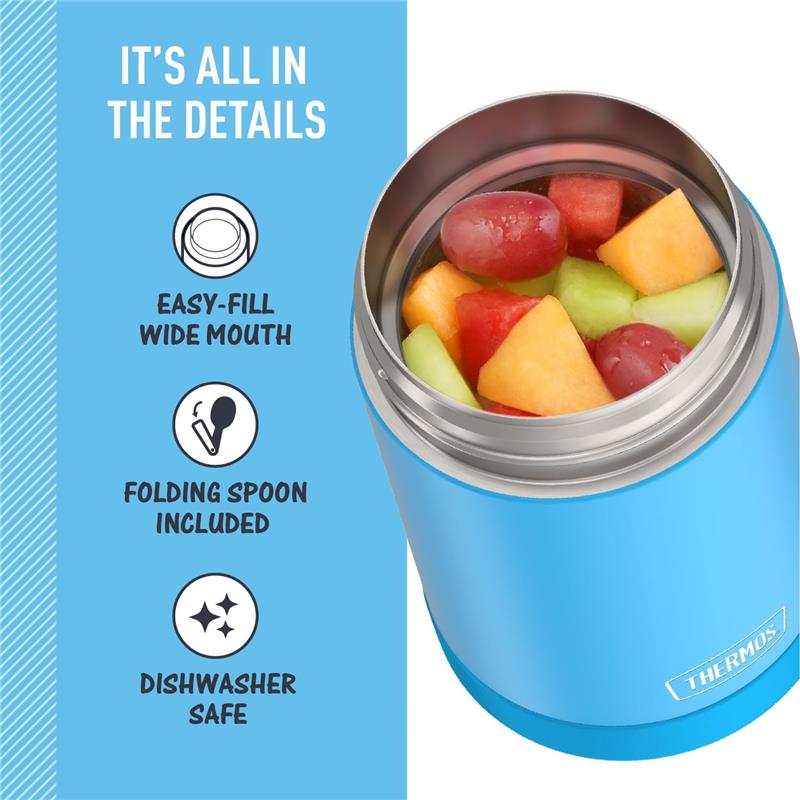 THERMOS FUNTAINER 16Oz Kid Friendly Food Jar with Foldable Spoon, Denim Blue Image 4