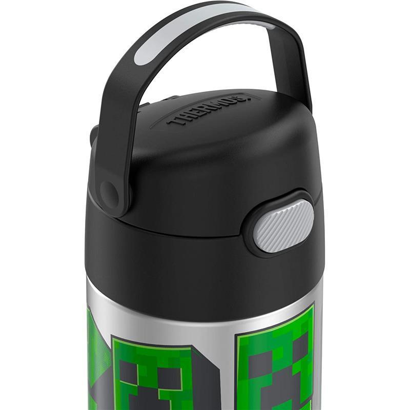 Thermos Funtainer Minecraft Insulated Bottle With Straw, Green, 12 Ounces 