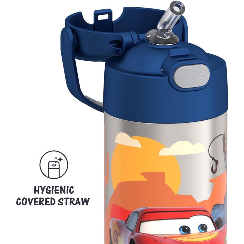 THERMOS - Vacuum Insulated Stainless Steel 12oz Straw Bottle, Cars Image 7