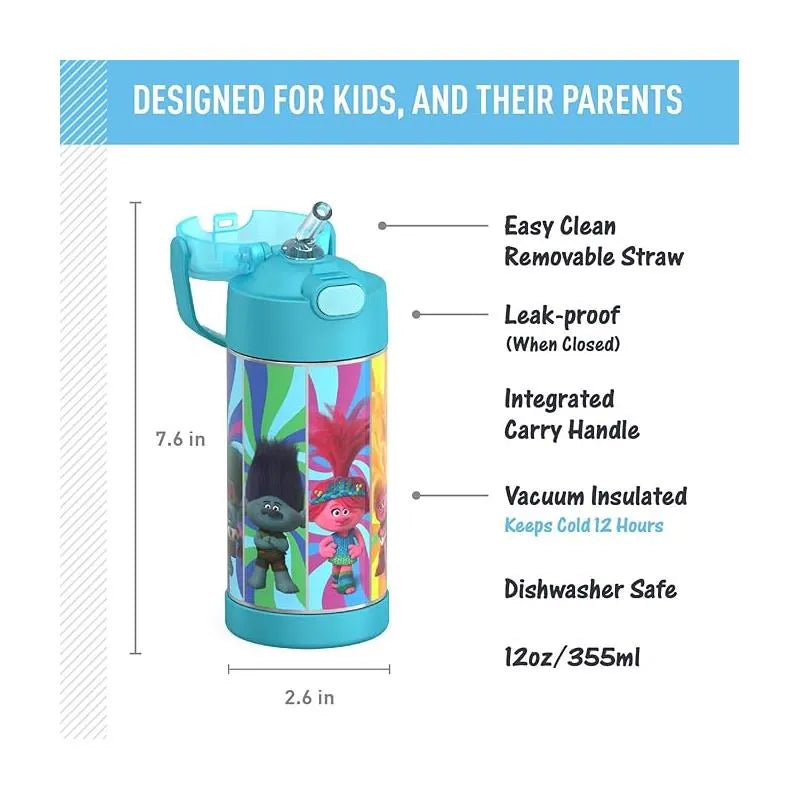 THERMOS - Vacuum Insulated Stainless Steel 12oz Straw Bottle Trolls3 Image 2