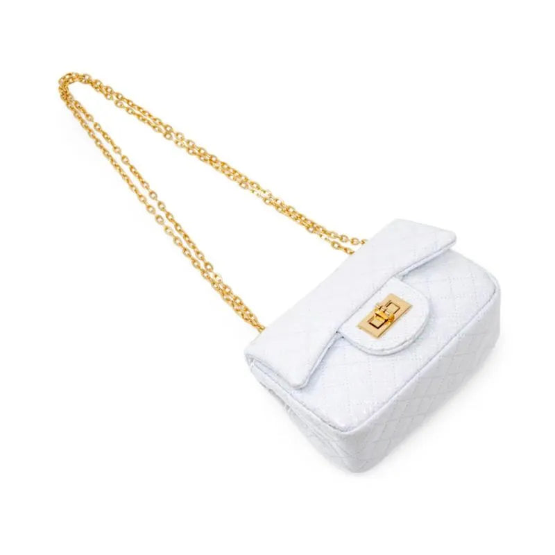 Tiny Treats - Classic Quilted Flower Pearl Handbag Gold Image 4