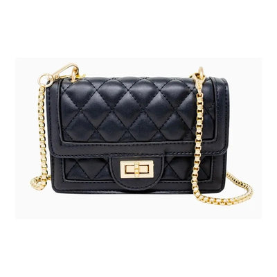Tiny Treats - Classic Quilted Large Flap Handbag, Black Image 1