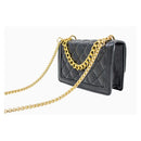 Tiny Treats - Classic Quilted Large Flap Handbag, Black Image 3