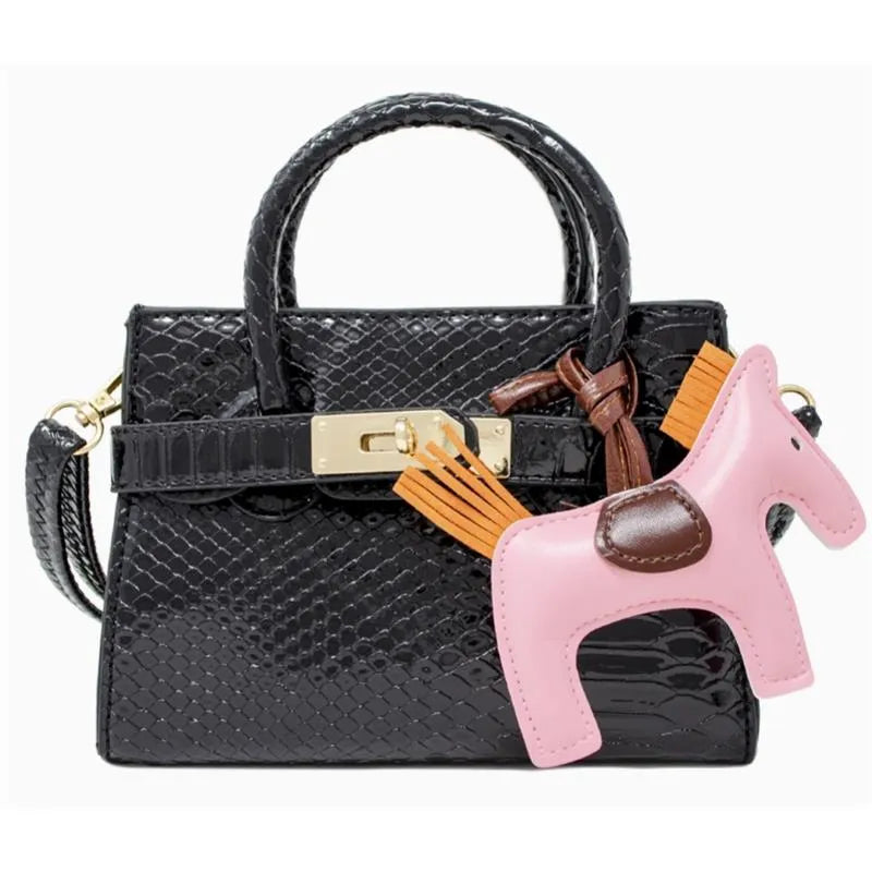 Tiny Treats - Crocodile Pony Handbag, Black Image 1