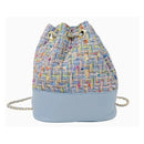 Tiny Treats - Tweed Drawstring Backpack Bag, Blue Image 1