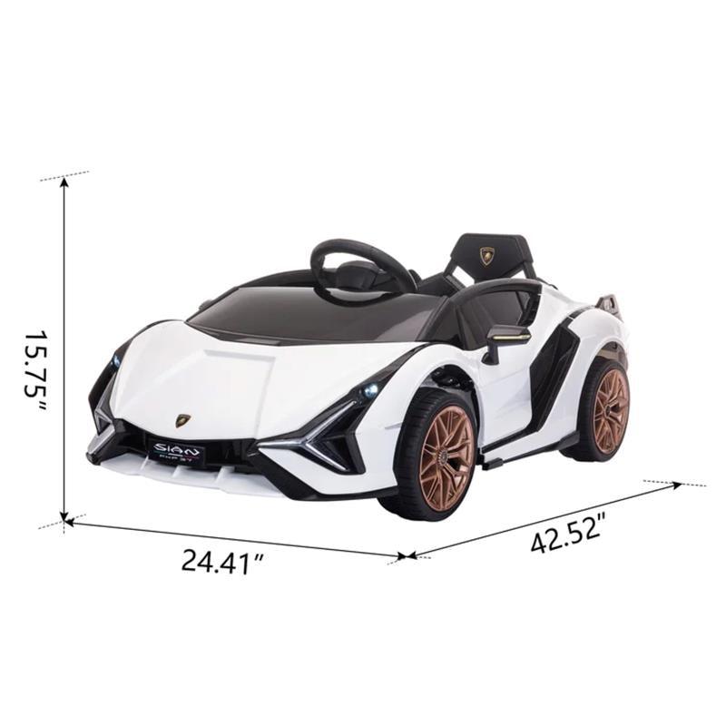 Tobbi - Kids Lamborghini Car Battery Powered Ride On Toy with Remote Control, White  Image 3