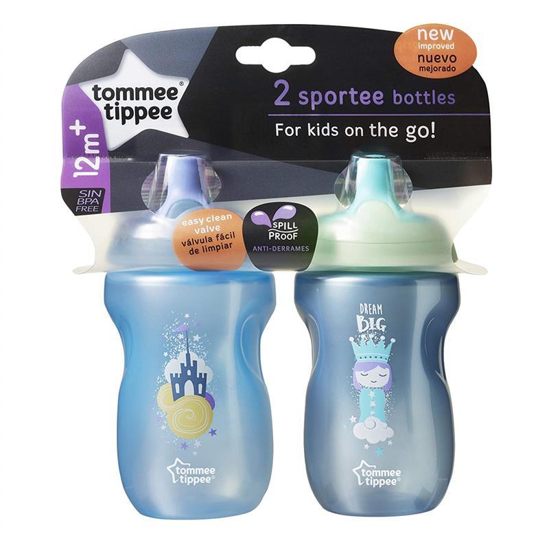 2 PK Tommy Tippee Non-Spill Insulated Toddler Tumbler Cup 12+M Blue & Purple