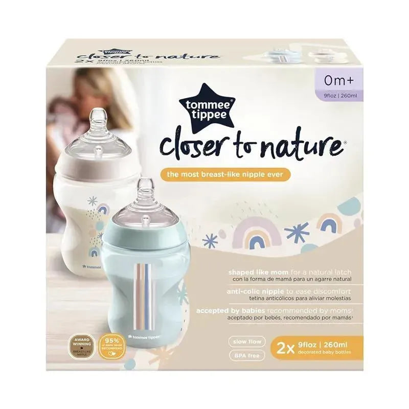 Tommee Tippee - 2Pk Closer To Nature 9Oz, Deco Bottle Boy Image 5