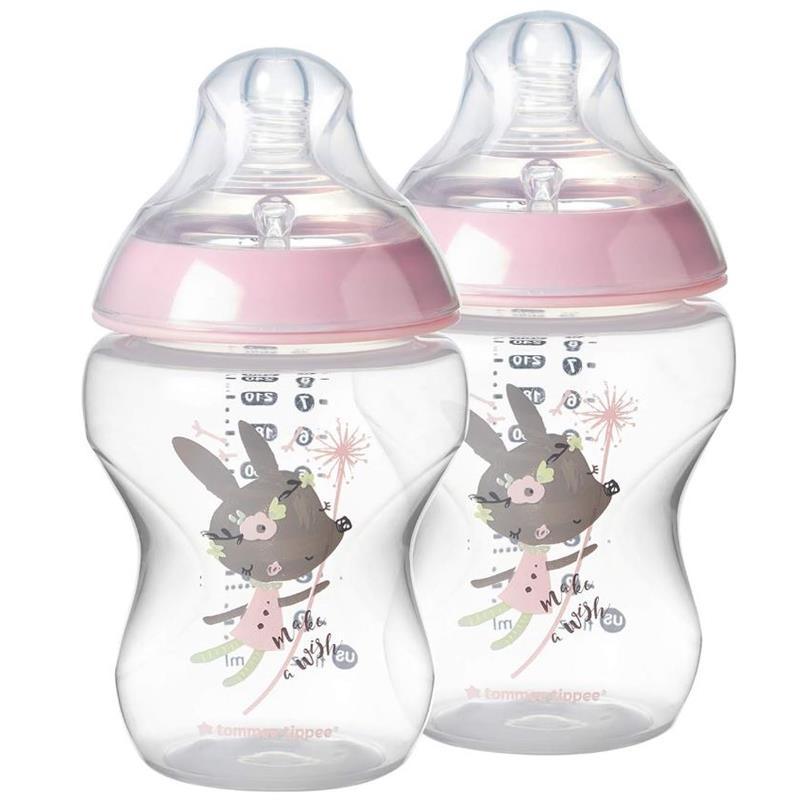 Tommee Tippee - 9Oz 2Pk Closer to Nature Decorated Bottle, Pink Image 1