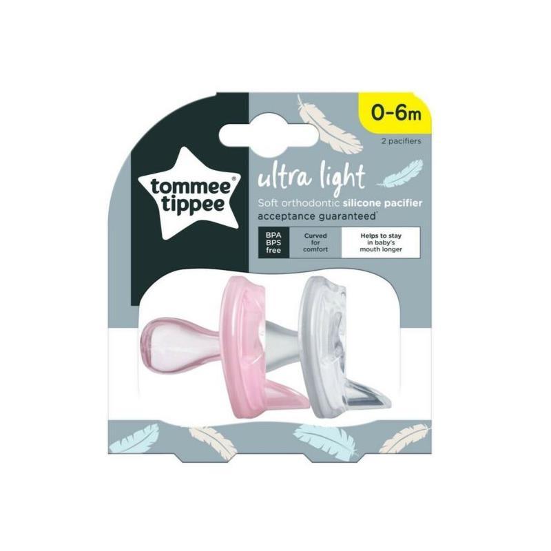 Tommee Tippee - Ultra Light Pacifier, 0/6M, Pink/White Image 1