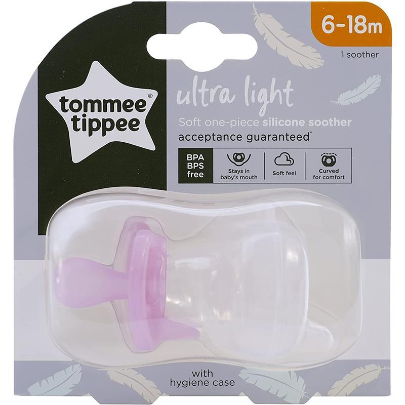 Tommee Tippee - Ultra Light Silicone Soother, 6/18 M, Lavender/White Image 1
