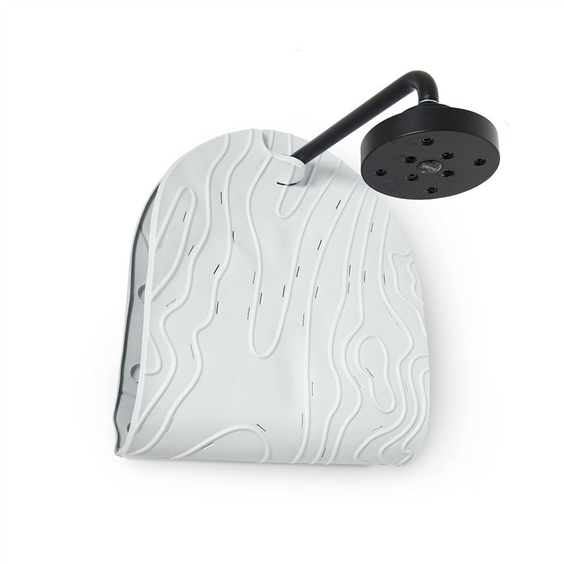 Gray Boon GRIFFLE bathtub mat featuring a textured surface and a black showerhead attachment.