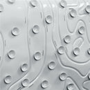 Gray bathtub mat featuring a textured surface with raised outlines and suction cups for grip and safety.