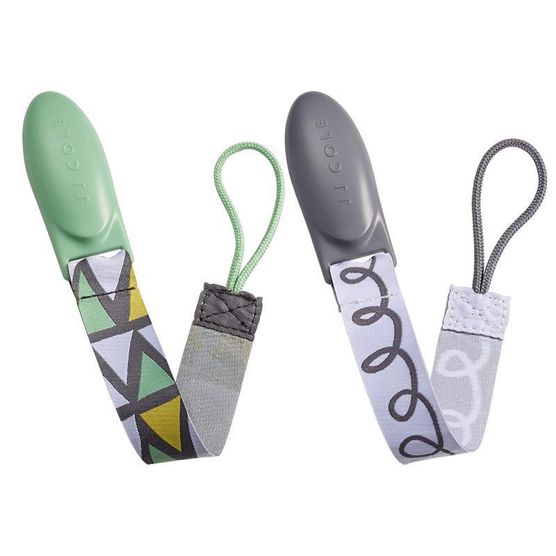 Tomy JJ Cole 2 pk Pacifier Clips, Green/Gray Image 2