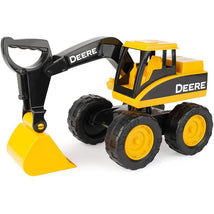 Tomy John Deere Big Scoop 15'' Excavator Toy With Tilting Dump Bed & Rolling Wheels, Yellow Image 1