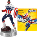 Captain America Sam Wilson audio toy figurine, detailed in red, white, and blue, with a shield and a vibrant character card.