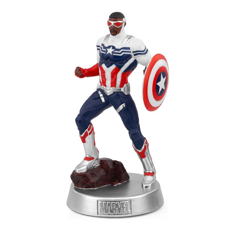 Tonies Captain America Sam Wilson figurine, featuring detailed costume with shield, posed on a rock base.