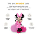 Minnie Mouse figurine in a pink dress and bow, designed for use with Tonieboxes, featuring audio stories and songs.