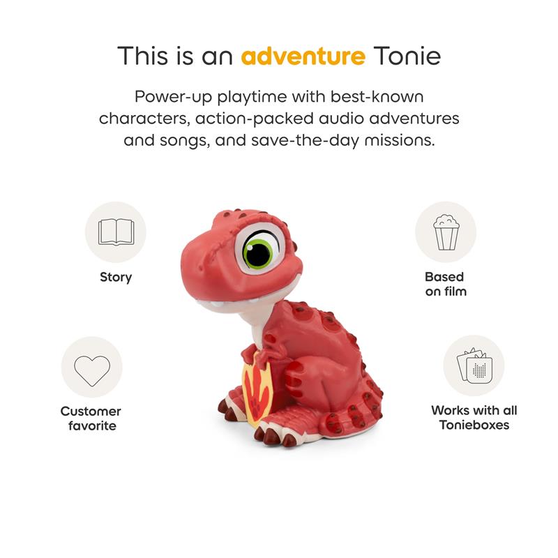 Rhubarb, a red dinosaur figurine from PAW Patrol The Dino Movie, designed for use with Tonieboxes.