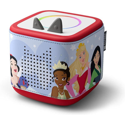 Decorative wrap for Toniebox 2 featuring Disney Princess characters: Snow White, Tiana, Cinderella, and others.
