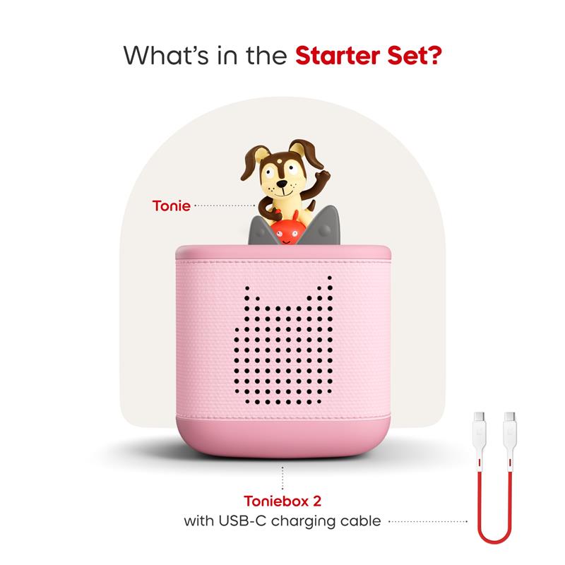 Tonies Toniebox 2 Audio Player Starter Set for Kids 1+ with Playtime Puppy, Cloud Pink Image 3