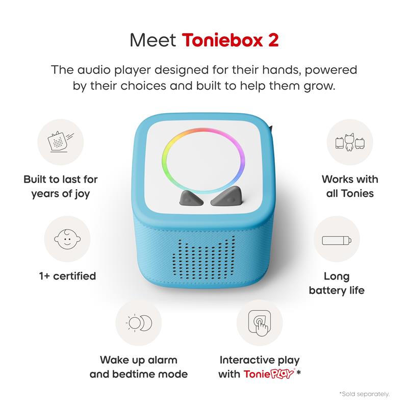 Tonies Toniebox 2 Audio Player Starter Set for Kids 1+ with Playtime Puppy, Sky Blue Image 4