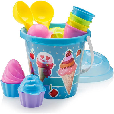 Top Race - 14 Piece Ice Cream Beach Pail Blue - Toddler toy Image 1
