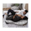 Total Body Pregnancy Pillow with Removable Pillow Cover- Gray Wispy Leaves Image 2