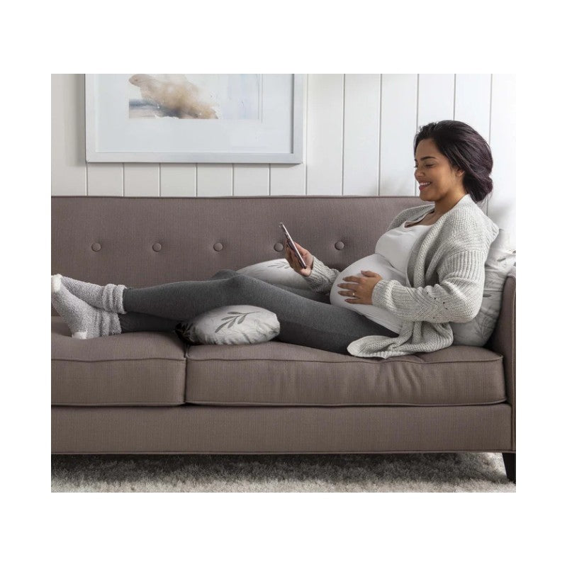 Total Body Pregnancy Pillow with Removable Pillow Cover- Gray Wispy Leaves Image 3