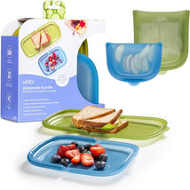 Ubbi 2Pk Platemate Reusable Silicone Storage Bag, Olive & Juniper Image 1