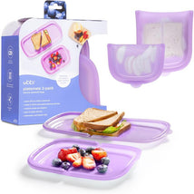 Ubbi 2Pk Platemate Reusable Silicone Storage Bag, Smoothie Purple Image 1